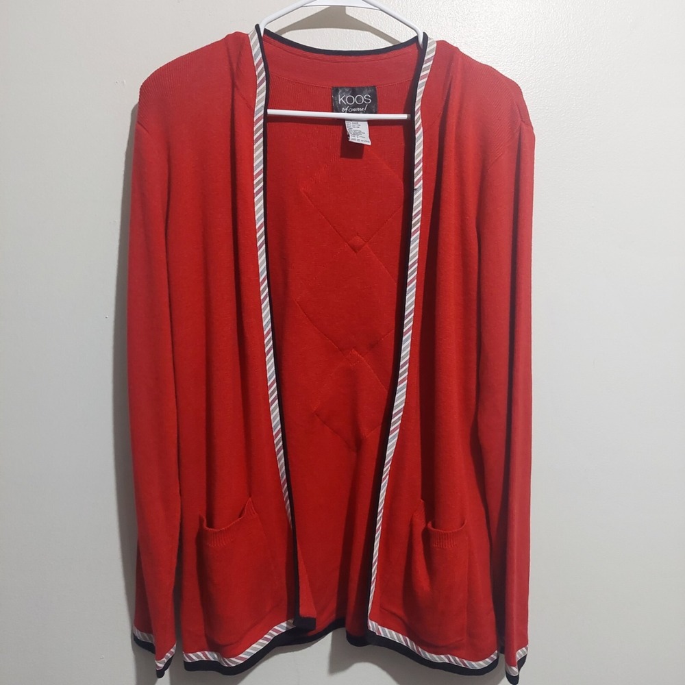 Koos of Course! Womens Small Knit Cardigan Shoulder Pads Long Sleeves Pockets